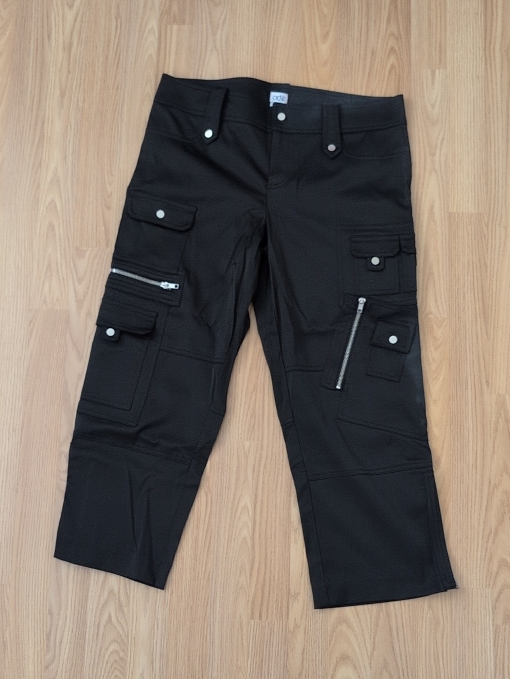 Women's Cropped Black Cargo Pants